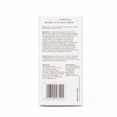 mCaffeine Retinol 0.3% & Black Tea Complex™ Anti Ageing Face Serum | Reduces Wrinkles, Fine Lines & Fights Signs of Ageing | Boosts Collagen by 80% | Retinol & Squalane Serum for Women & Men - 20 ml